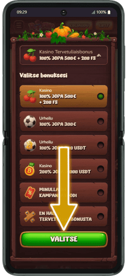Valitse tervetulobonus Roostino 