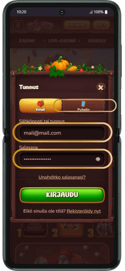 Syötä tunnukset